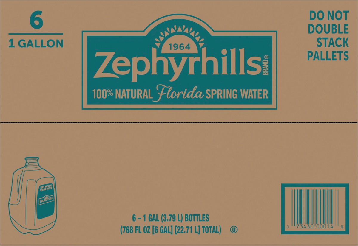 slide 6 of 9, ZEPHYRHILLS Brand 100% Natural Spring Water, 1-gallon plastic jugs (Pack of 6), 6 ct