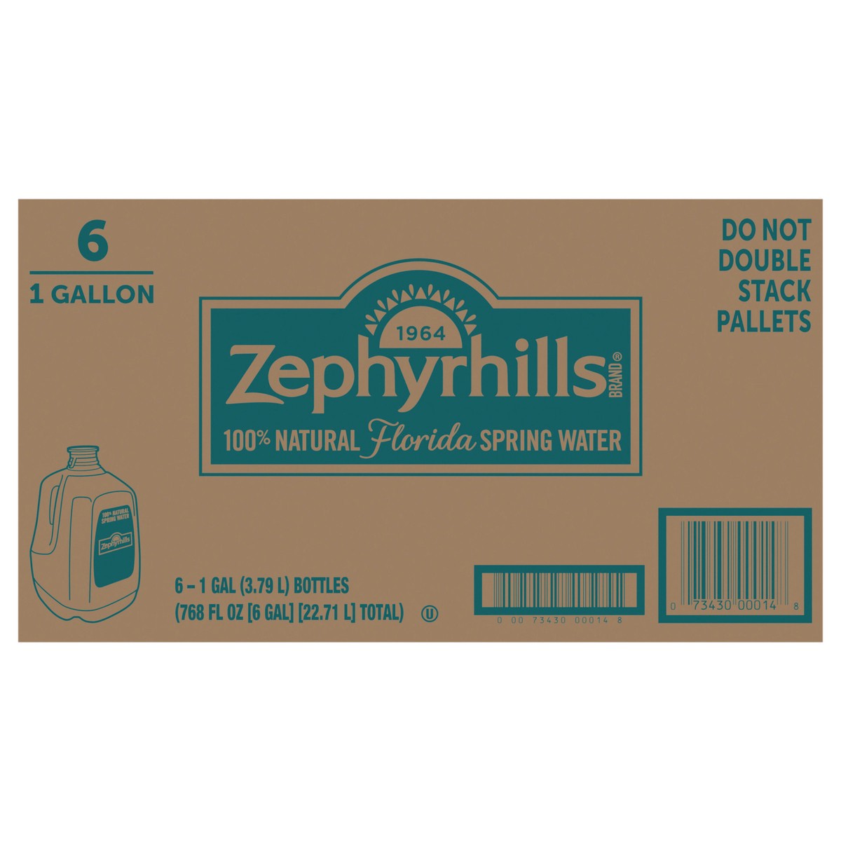 slide 1 of 9, ZEPHYRHILLS Brand 100% Natural Spring Water, 1-gallon plastic jugs (Pack of 6), 6 ct