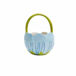 Certified International Ceramic Treat Basket with Handle - Blue Tulip, 5.25"