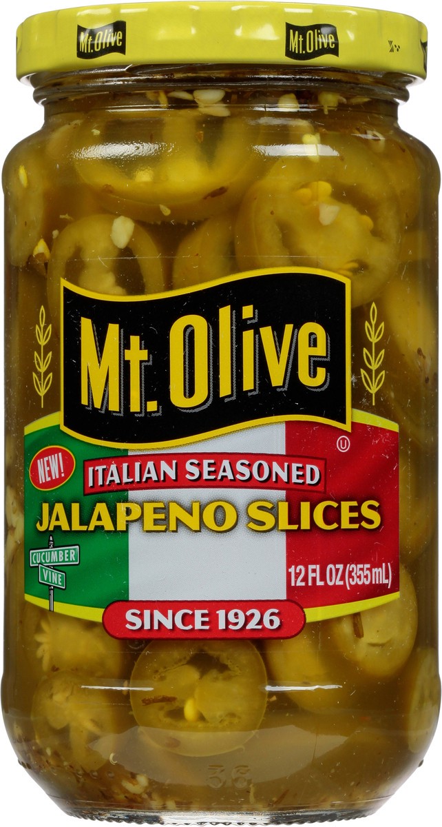 slide 3 of 7, Mt. Olive Italian Seasoned Jalapeno Slices 12 fl oz Jar, 12 oz