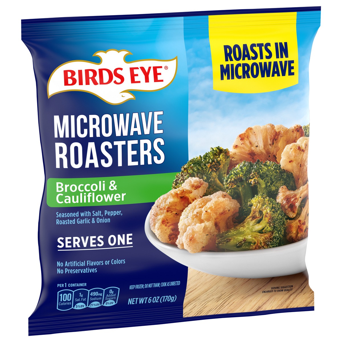 slide 9 of 9, Birds Eye Microwave Roasters Broccoli and Cauliflower, Frozen Vegetables, 6 OZ Bag, 6 oz