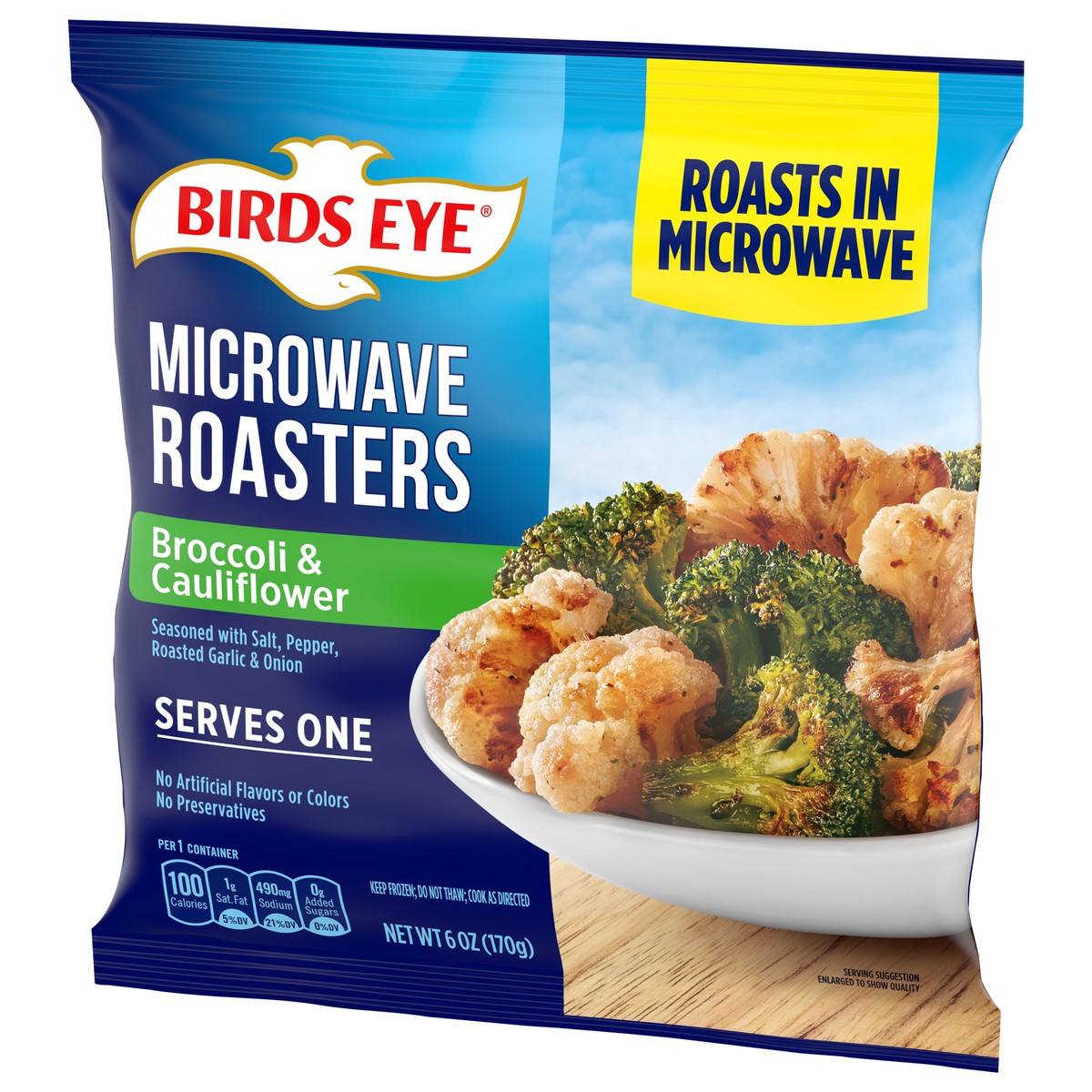 slide 8 of 9, Birds Eye Microwave Roasters Broccoli and Cauliflower, Frozen Vegetables, 6 OZ Bag, 6 oz