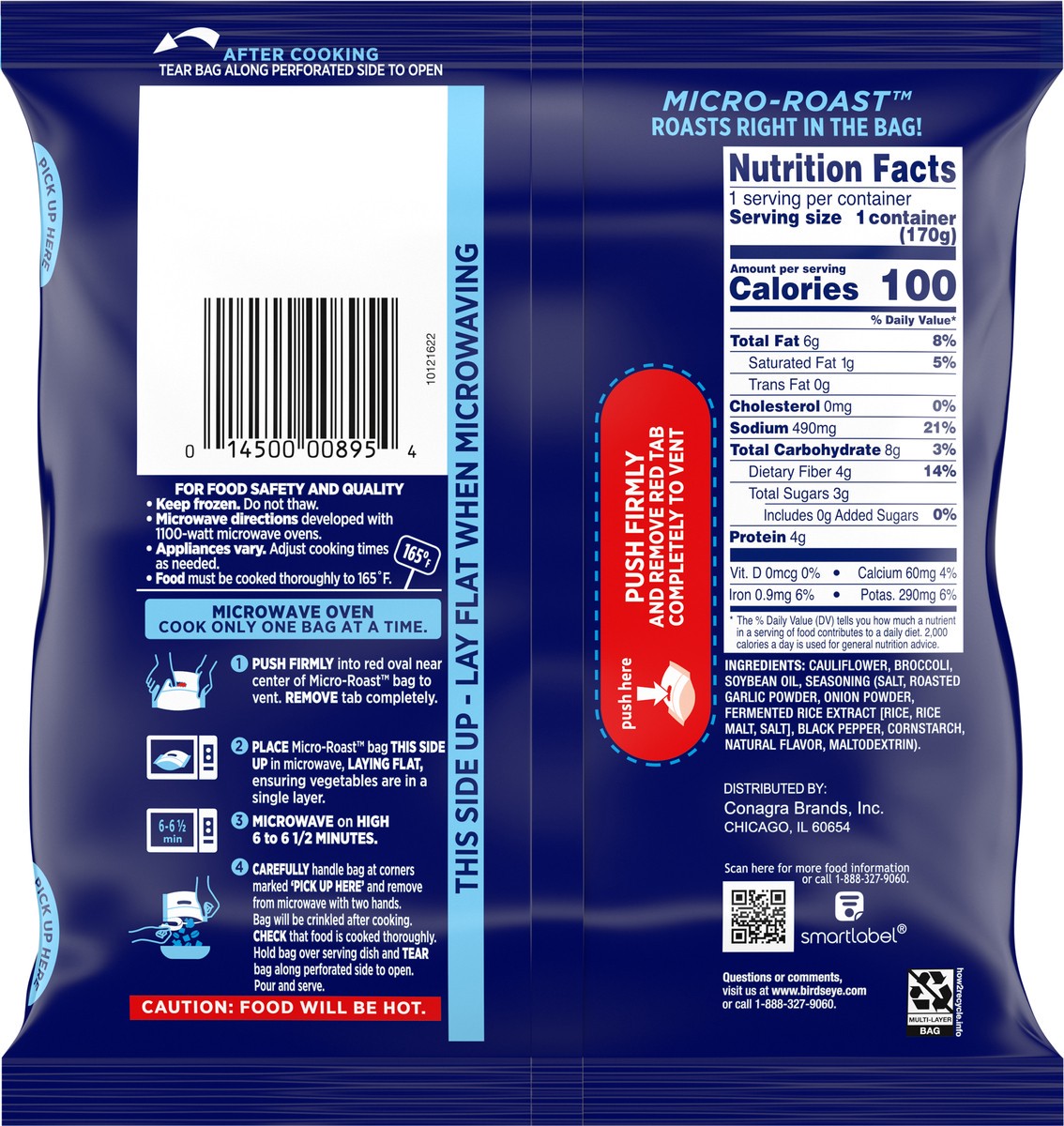 slide 5 of 9, Birds Eye Microwave Roasters Broccoli and Cauliflower, Frozen Vegetables, 6 OZ Bag, 6 oz