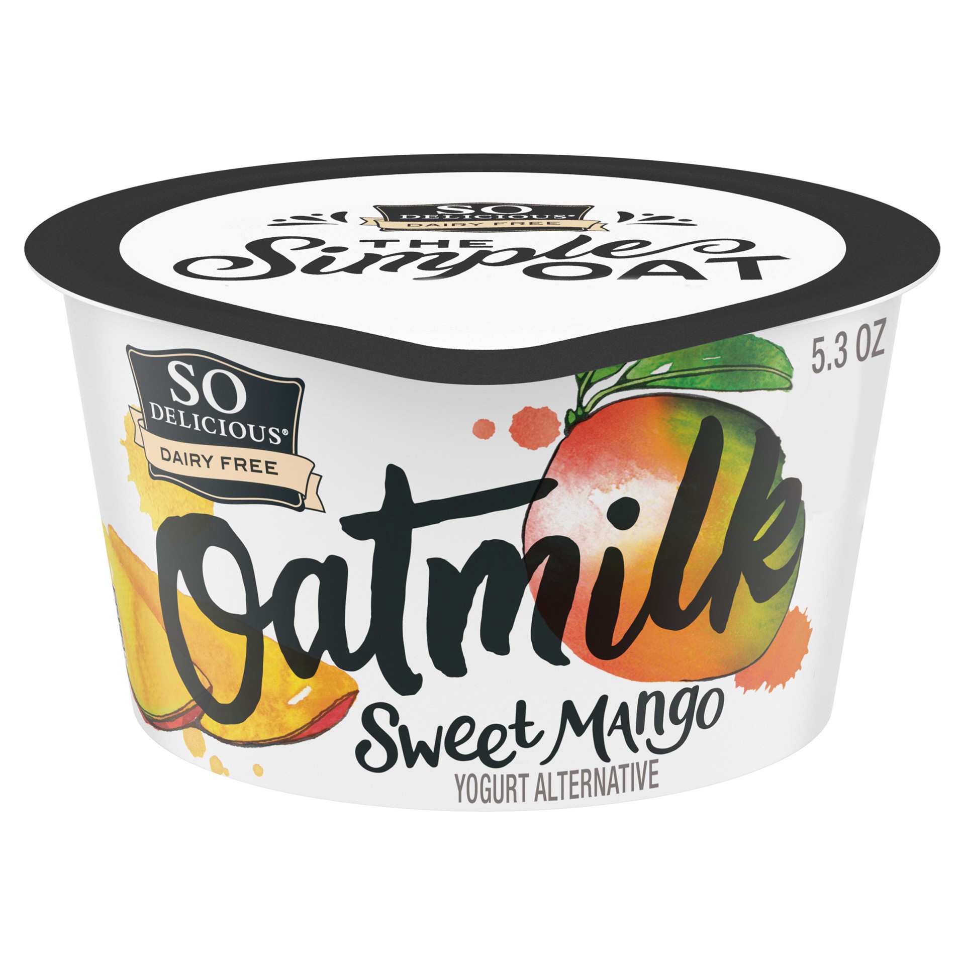 slide 1 of 8, So Delicious Dairy Free Oat Milk Yogurt Alternative, Sweet Mango, Vegan, 5.3 oz., 5.3 oz