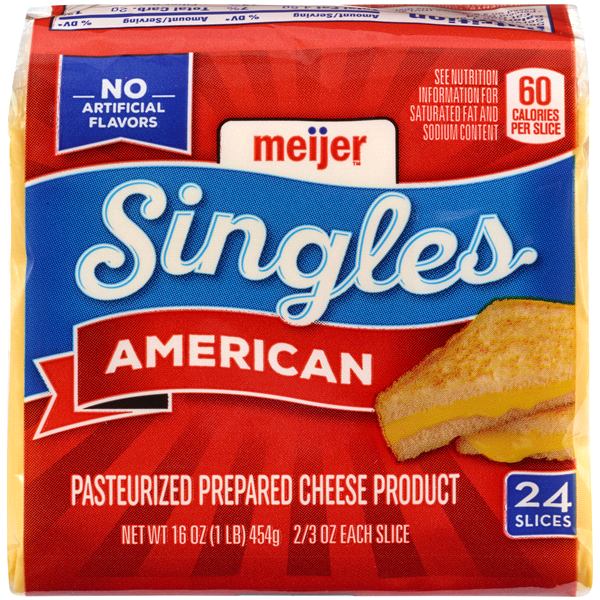 slide 1 of 1, Meijer American Cheese Singles, 16 oz