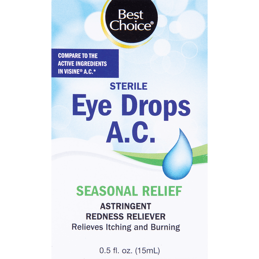 slide 1 of 1, Best Choice Sterile Eye Drops A.C. Seasonal Relief, 0.5 oz