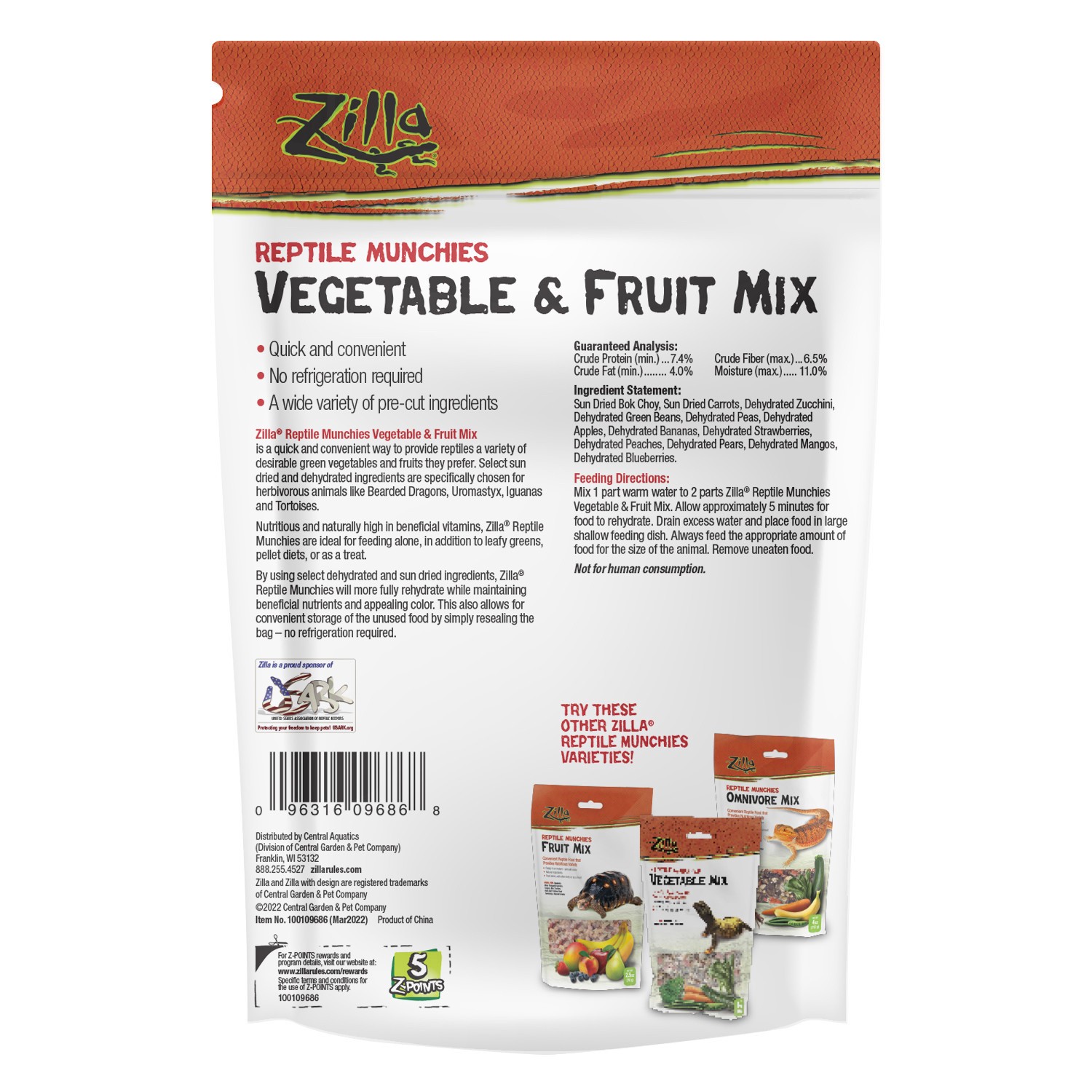 slide 6 of 6, Zilla Reptile Munchies Vegetable and Fruit Mix 4 Ounces, 1 ct