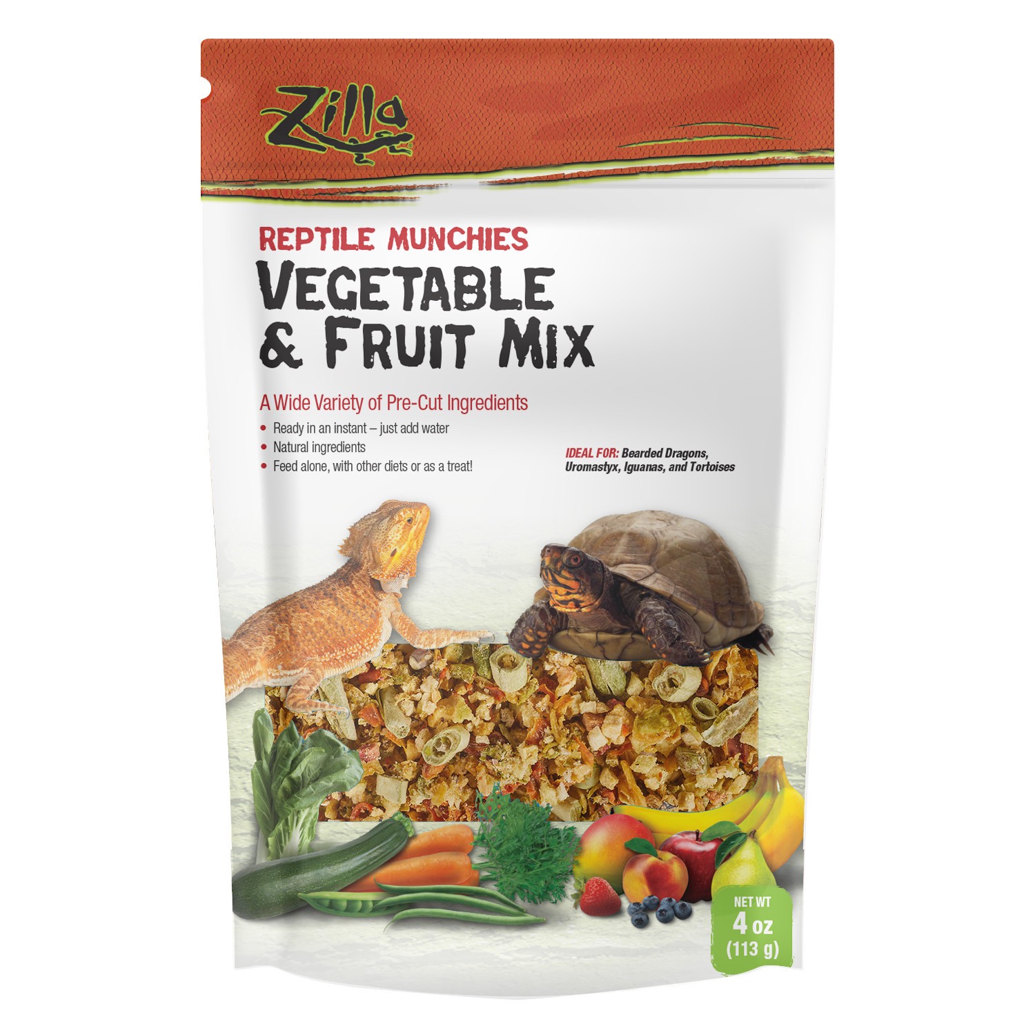 slide 5 of 6, Zilla Reptile Munchies Vegetable and Fruit Mix 4 Ounces, 1 ct