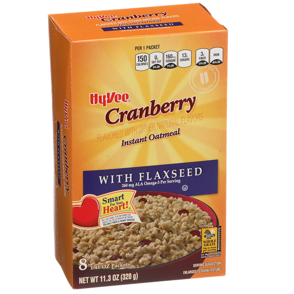 slide 1 of 1, Hy-vee Cranberry Instant Oatmeal, 8 ct; 1.41 oz