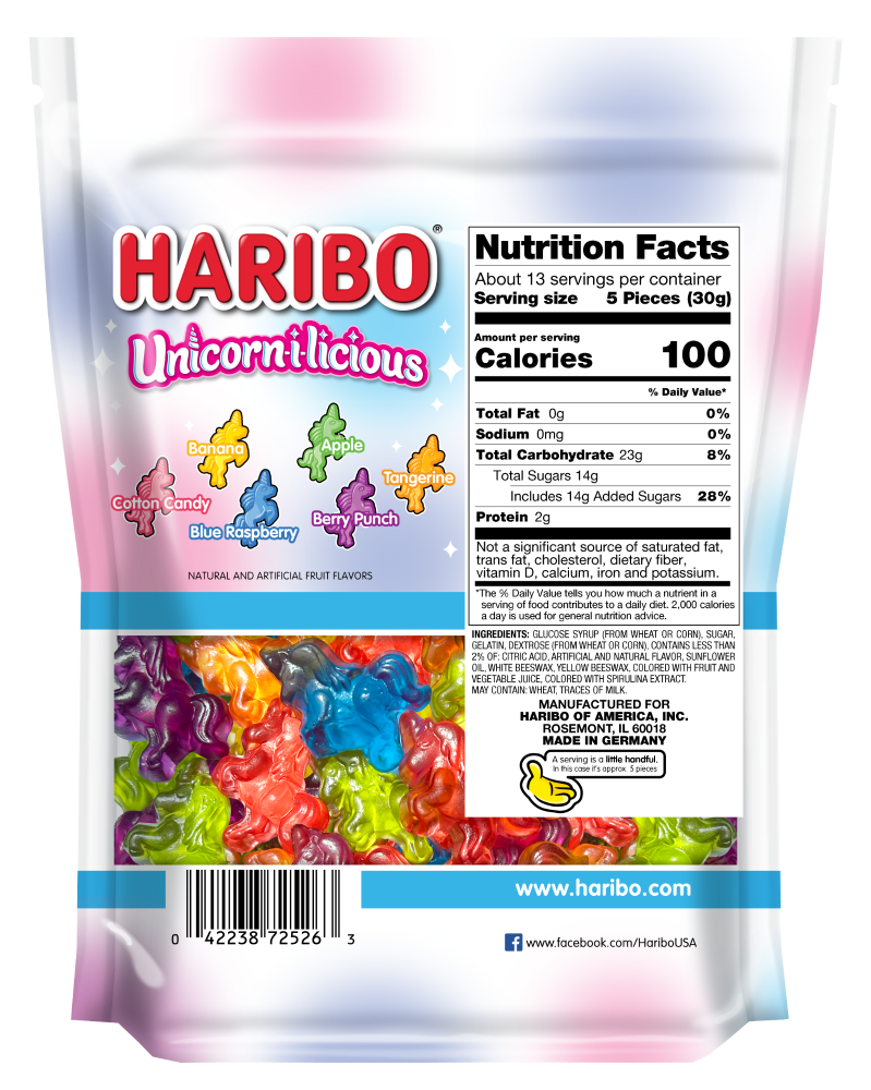 slide 2 of 2, Haribo Unicorn-I-Licious Gummy Candy, 14 oz