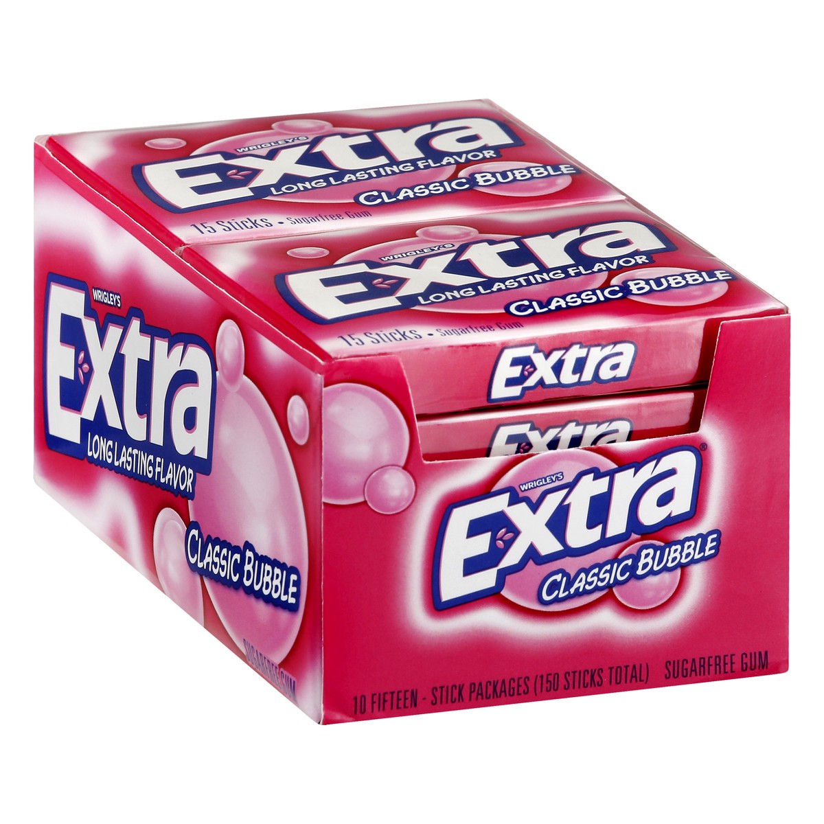 slide 4 of 10, EXTRA Classic Bubble Sugar Free Chewing Gum - 10 Ct Buk Box, 150 pc