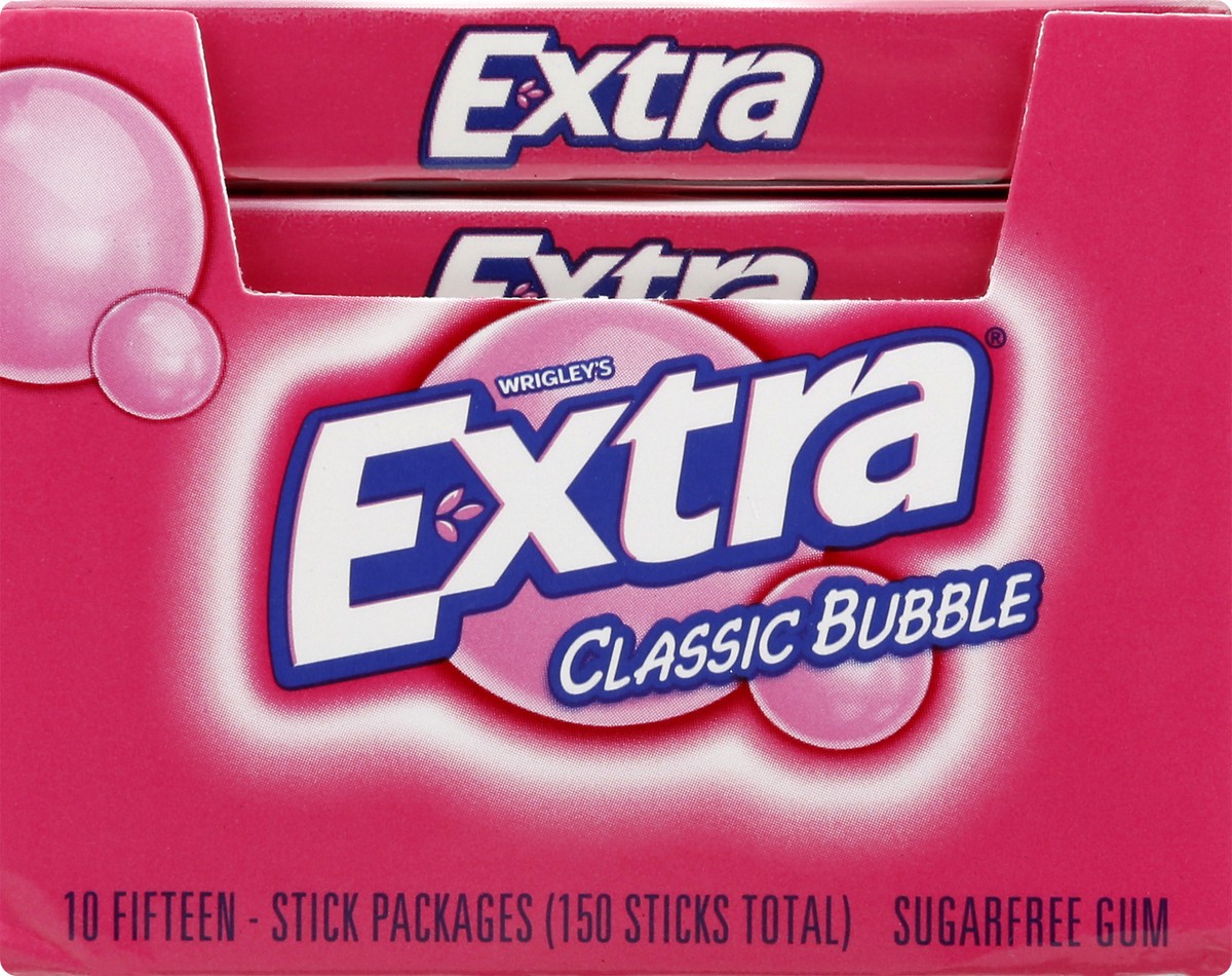 slide 3 of 10, EXTRA Classic Bubble Sugar Free Chewing Gum - 10 Ct Buk Box, 150 pc