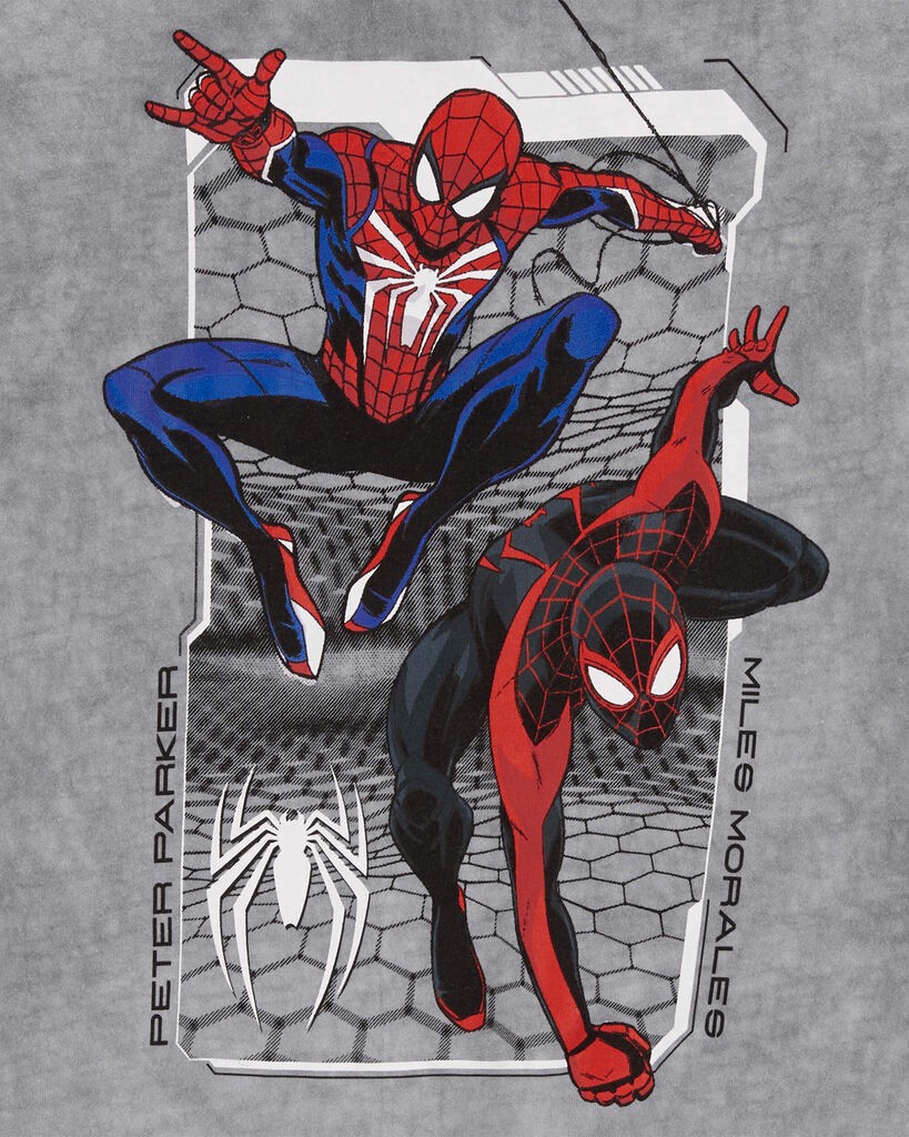 slide 2 of 2, Oshkosh Kid Spider-Man Acid Wash Graphic Tee Grey 10, 1 ct