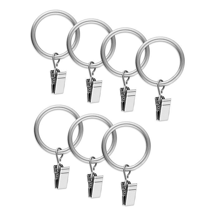 slide 1 of 1, SOHO Traditional Acrylic Window Curtain Clip Rings - Brushed Nickel, 7 ct