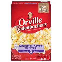 Orville Redenbacher's Movie Theater Butter Microwave Popcorn, 3.29 oz. Classic Bag, 3 Count