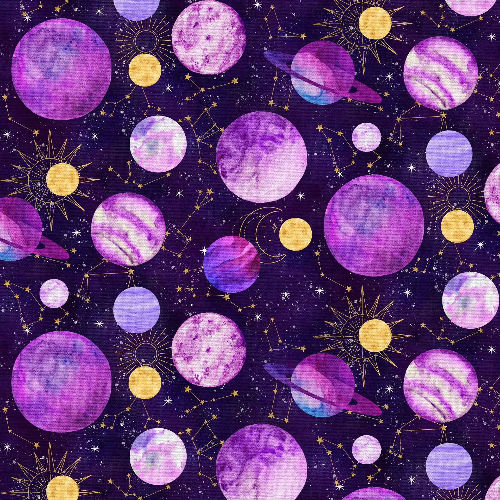 slide 4 of 6, Purple Space Cotton Fabric Bundle By Loops & Threads, 18 in x 21 in