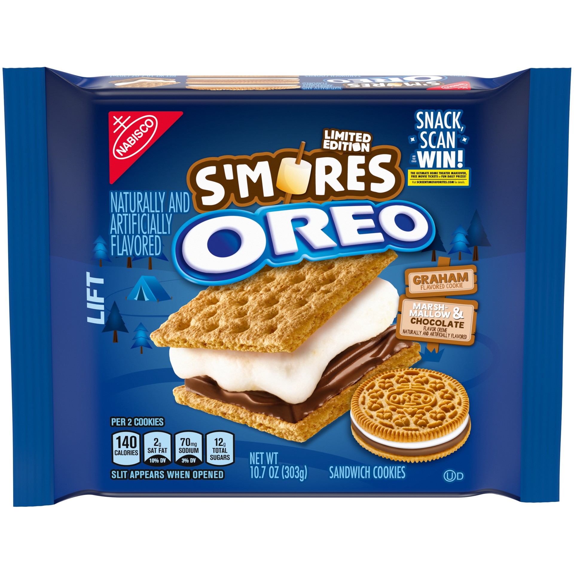 slide 1 of 5, Oreo Nabisco Oreo Limited Edition S'Mores Sandwich Cookies 10.7 Oz. Tray, 10.7 oz