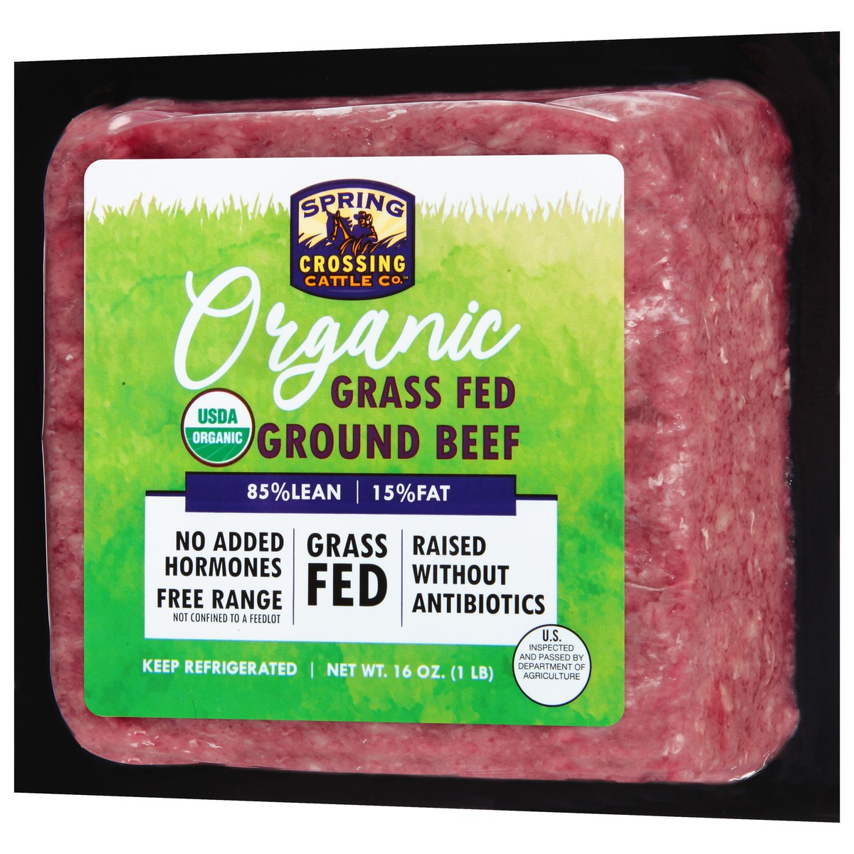 slide 9 of 9, Spring Crossing Cattle Co. 85/15 Organic Grass Fed Ground Beef 16 oz, 16 oz