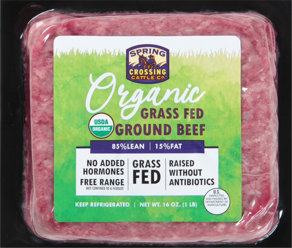 slide 8 of 9, Spring Crossing Cattle Co. 85/15 Organic Grass Fed Ground Beef 16 oz, 16 oz