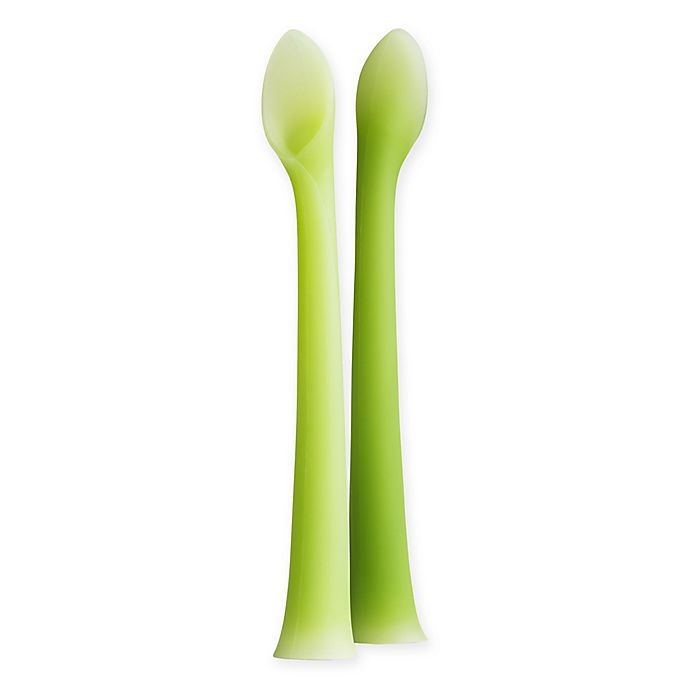 slide 1 of 2, Olababy Silicone Baby Feeding Spoons - Green, 2 ct