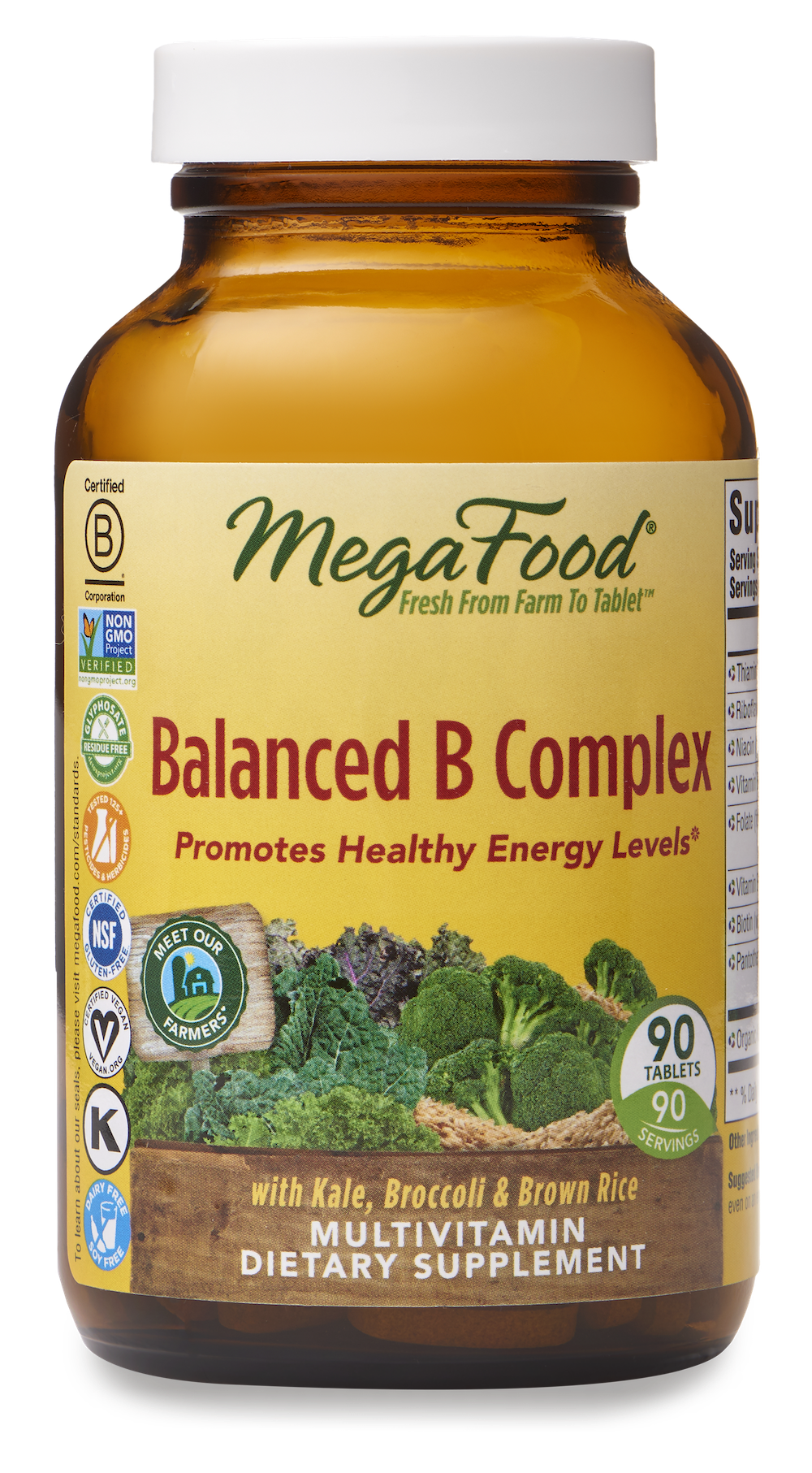 slide 1 of 1, MegaFood Balanced B-Complex Whole Food Multivitamin Supplement Tablets, 90 ct