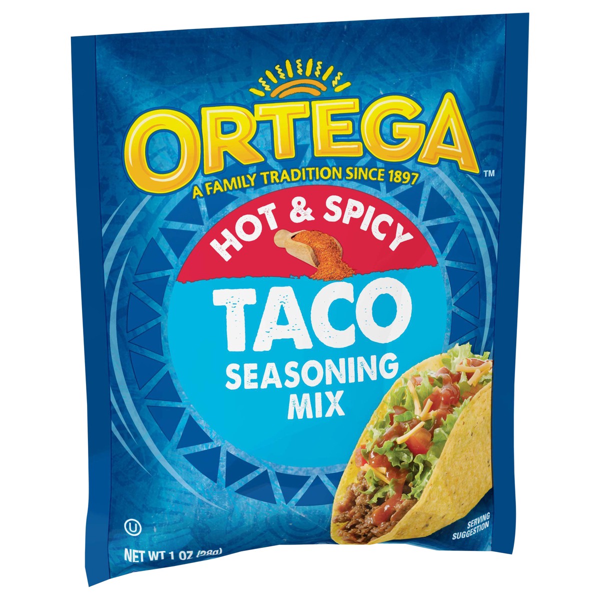 slide 5 of 9, Ortega Hot & Spicy Taco Seasoning Mix, Kosher, 1 oz, 1 oz