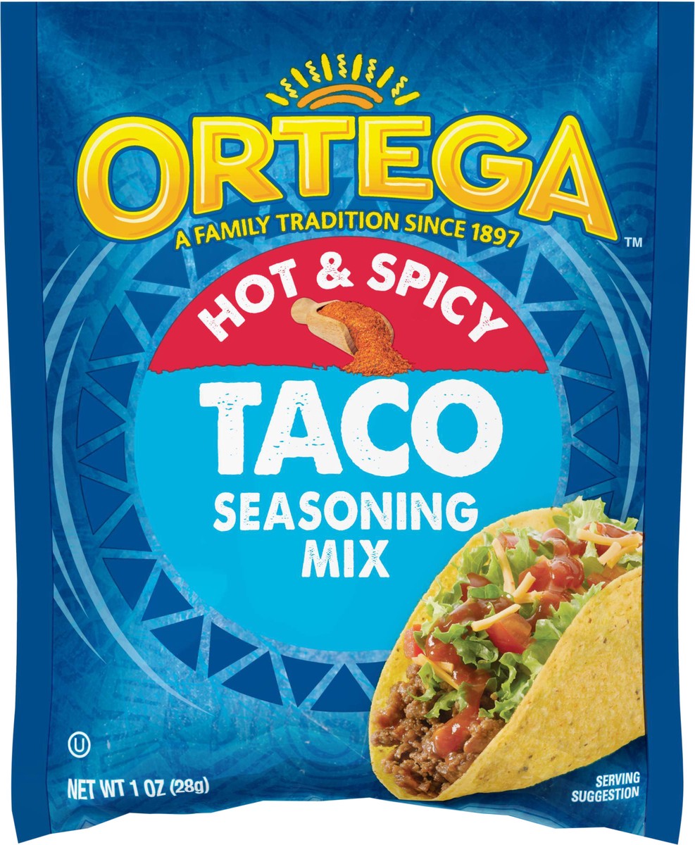 slide 3 of 9, Ortega Hot & Spicy Taco Seasoning Mix, Kosher, 1 oz, 1 oz