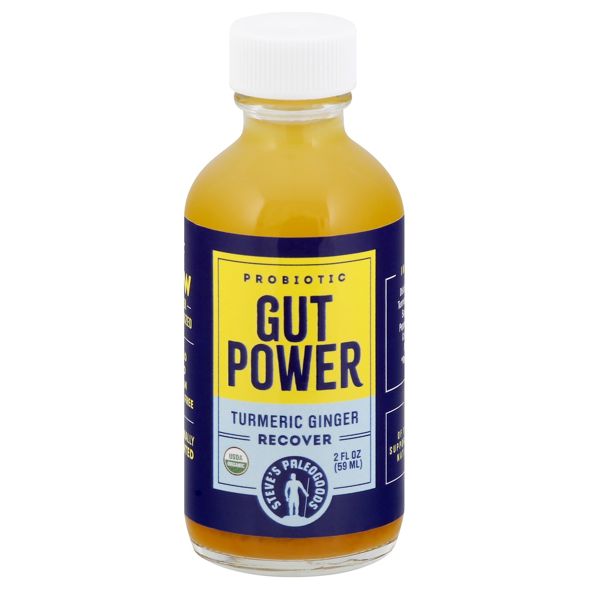 slide 1 of 1, Steves PaleoGoods Probiotic Recover Turmeric Ginger Gut Power Shots - 2 oz, 2 oz