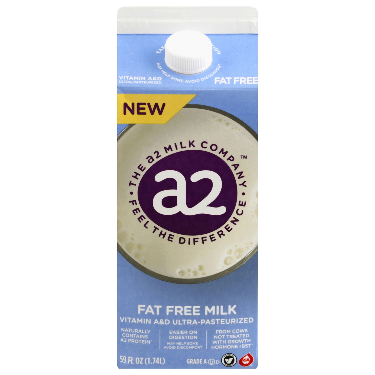 slide 1 of 1, A2 Milk Fat Free Milk, 59 oz