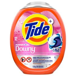 Tide Power PODs + Downy Laundry Detergent Pods, 45 Count, Soft Boosters + April Fresh, Detergent soap pacs for Laundry washing, HE compatible