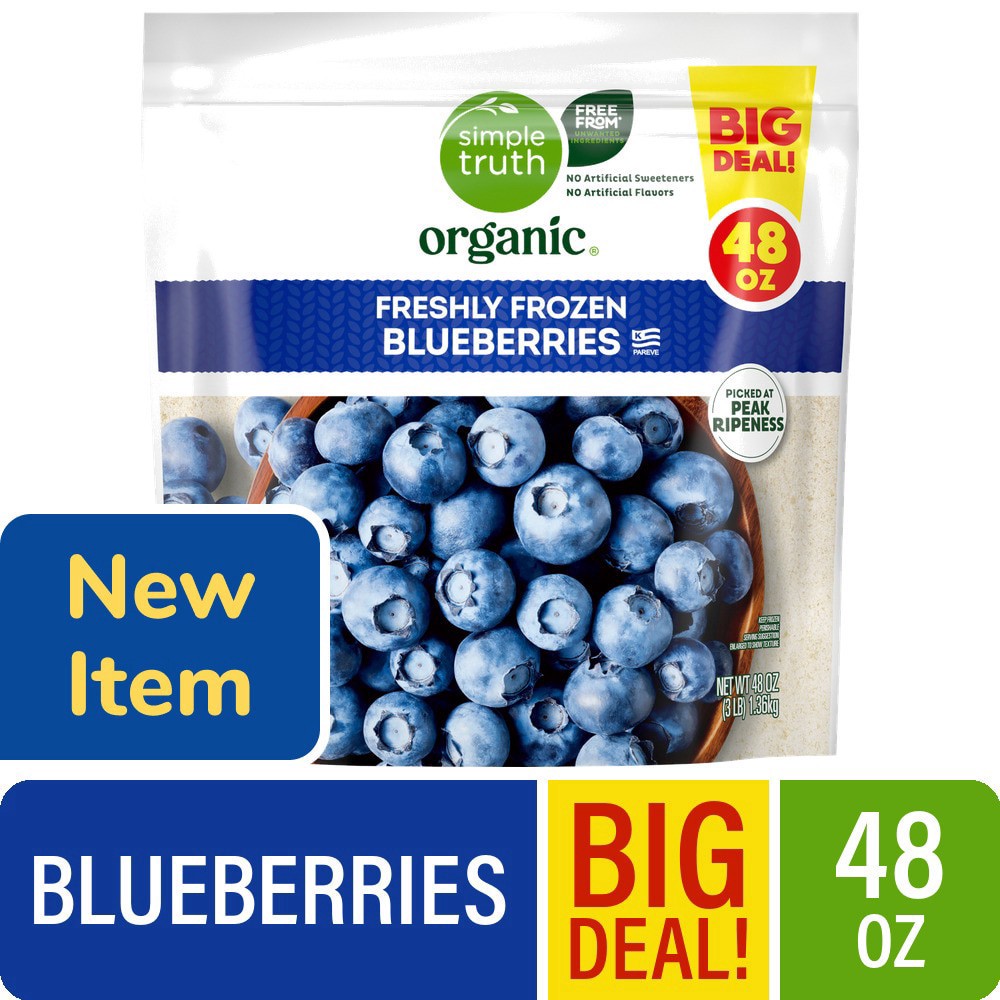 slide 1 of 3, Simple Truth Organic Frozen Blueberries, 48 oz