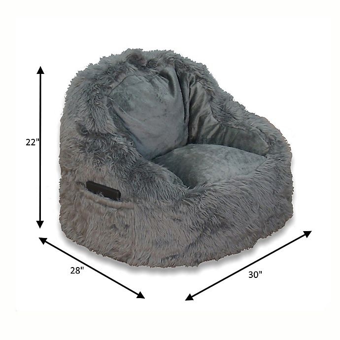 slide 3 of 5, Ace Casual Furniture Structured Tablet Fur Pocket Bean Bag Chair - Grey, 1 ct