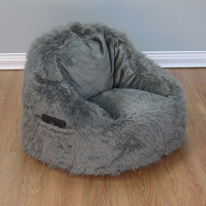slide 1 of 5, Ace Casual Furniture Structured Tablet Fur Pocket Bean Bag Chair - Grey, 1 ct
