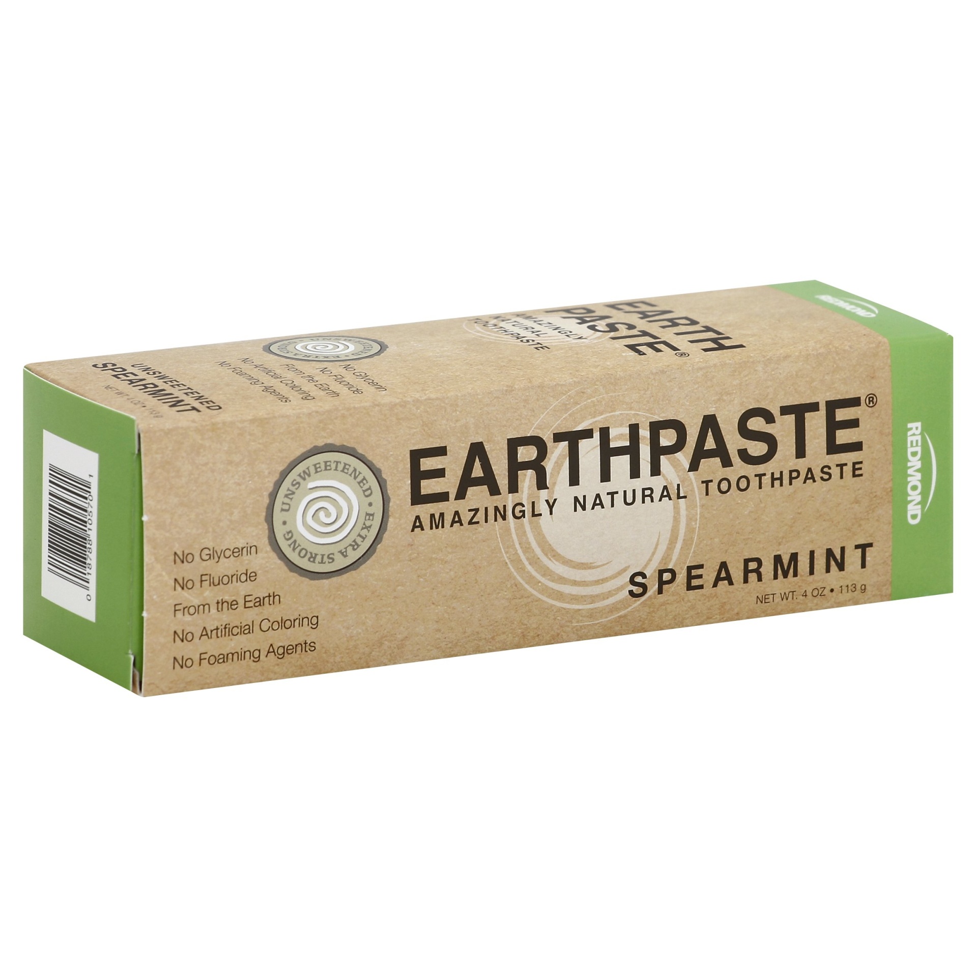 slide 1 of 1, Redmond Earthpaste, Unsweetened Spearmint, 4 oz