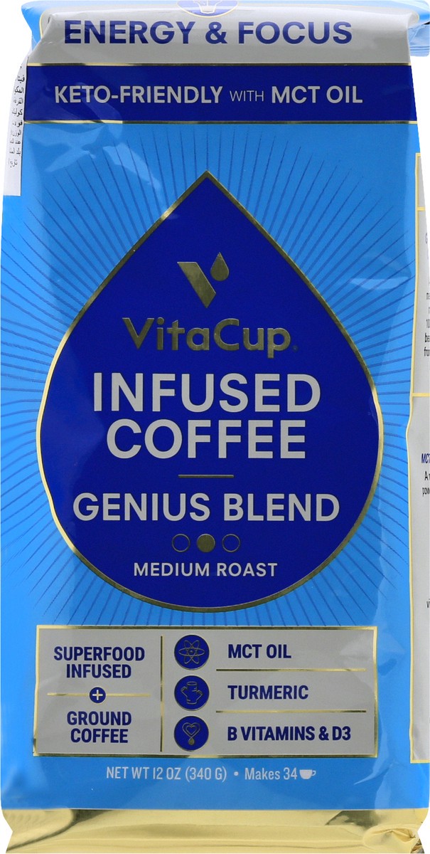 slide 9 of 13, VitaCup Infused Medium Roast Genius Blend Coffee 12 oz, 12 oz