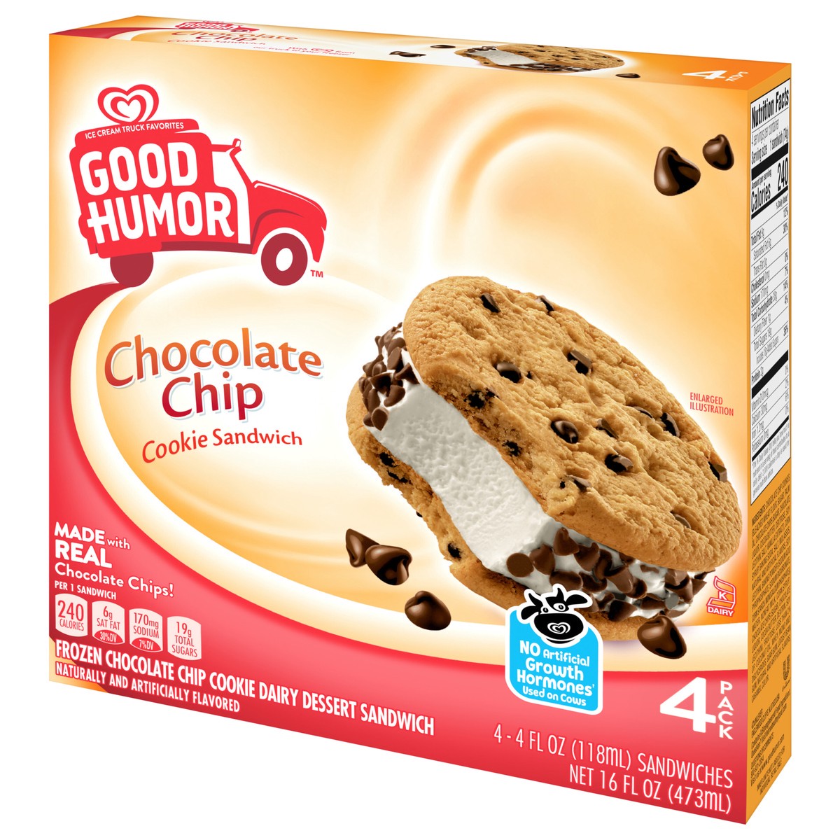 slide 8 of 8, Good Humor Ice Cream Sandwich Chocolate Chip Cookie, 4 ct, 4 ct
