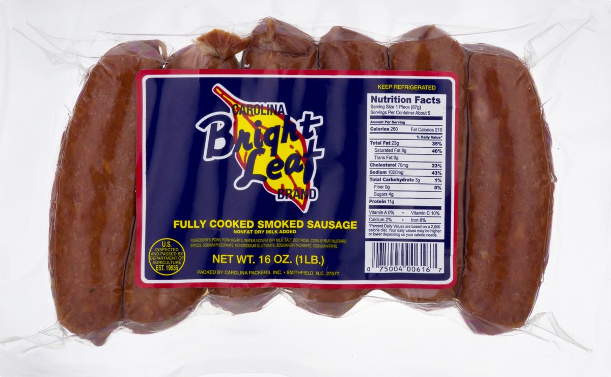 slide 3 of 9, Bright Leaf Fully Cooked Smoked Sausage 16 oz, 16 oz