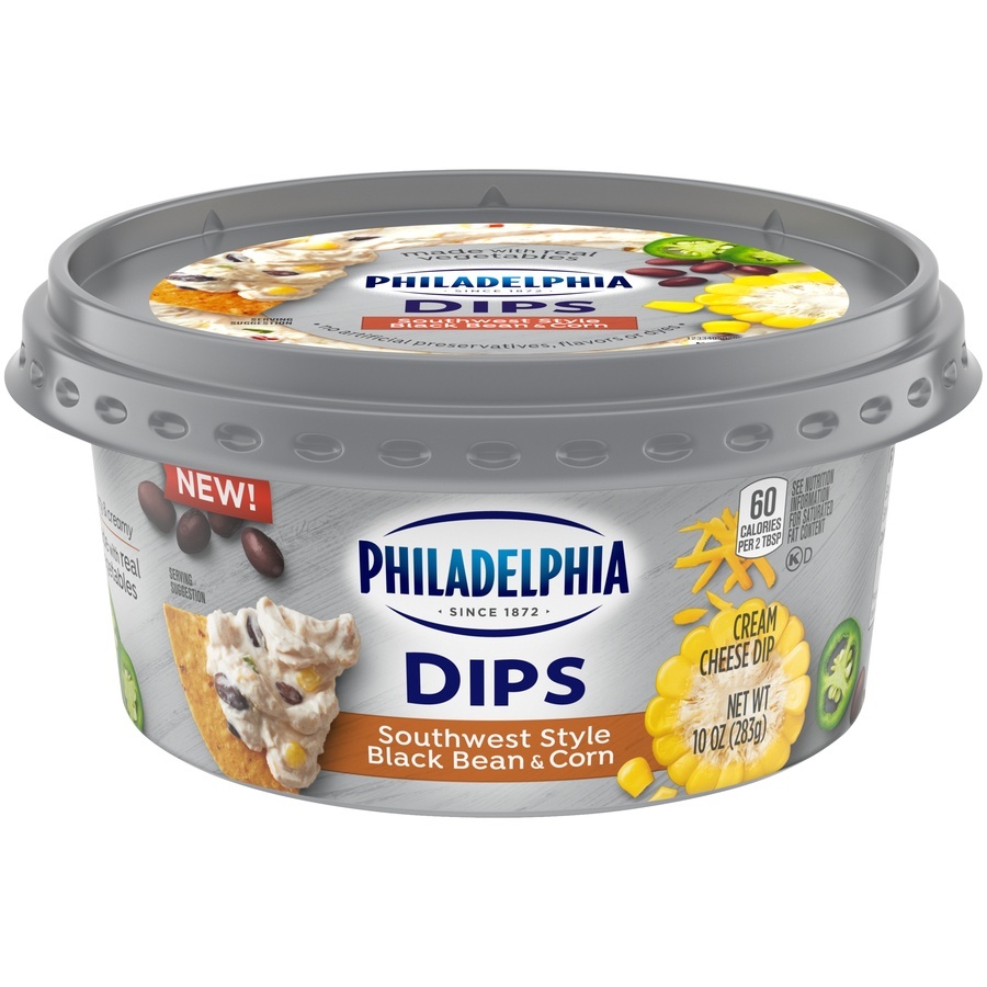 slide 1 of 8, Philadelphia Southwest Style Black Bean & Corn Cream Cheese Dip, 10 oz