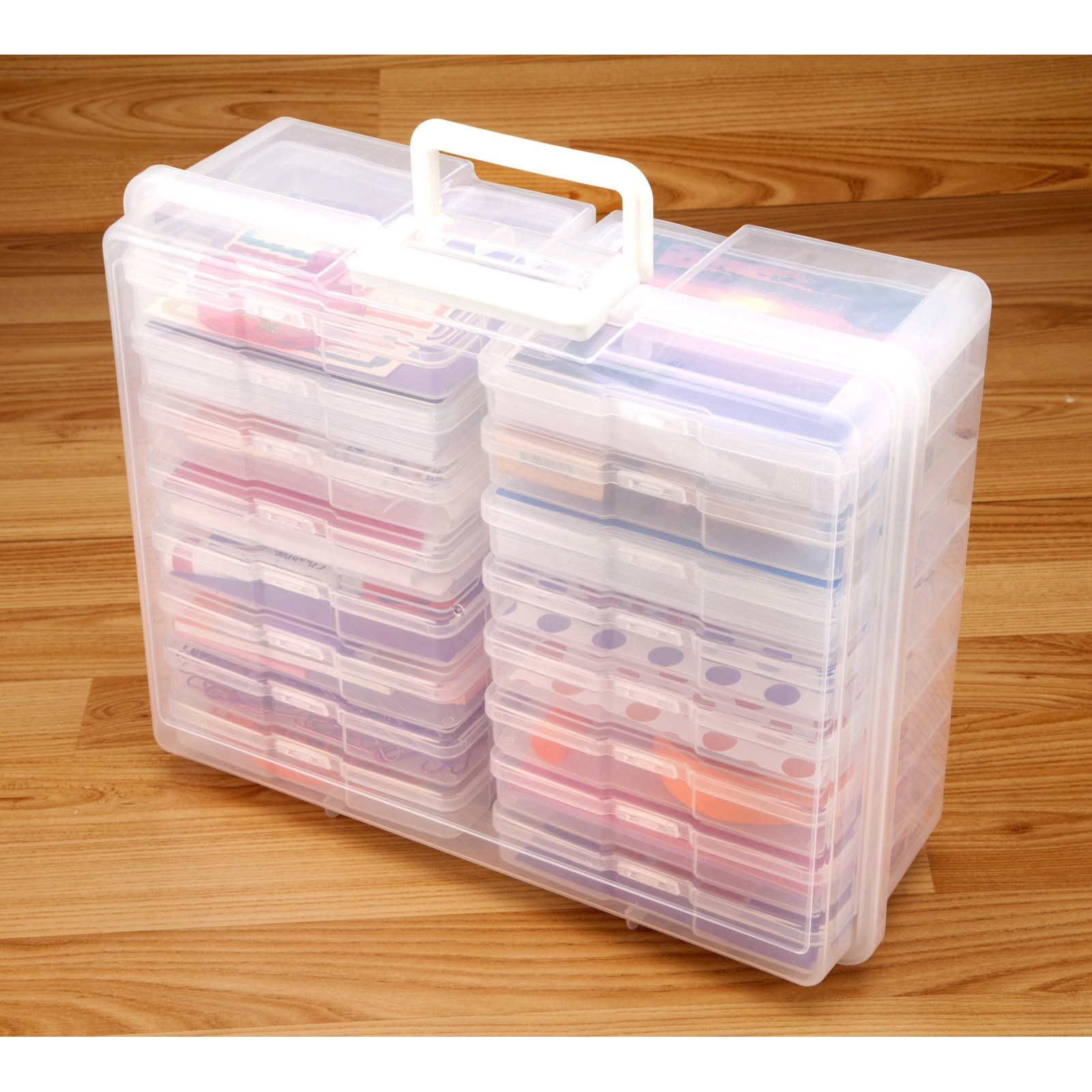 slide 7 of 7, Clear 16 Case Photo & Craft Keeper By Simply Tidy, 9 in x 12 in x 5 in