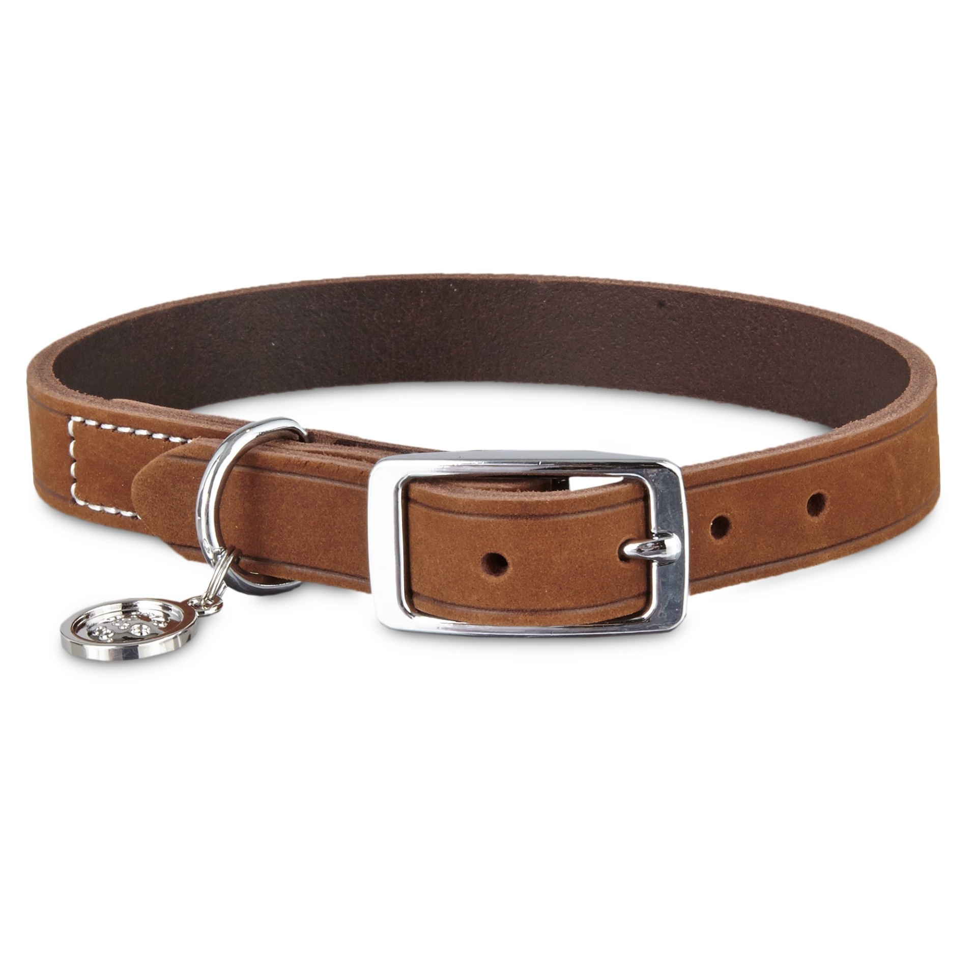 slide 1 of 1, Bond & Co. Mahogany Leather Dog Collar, MED