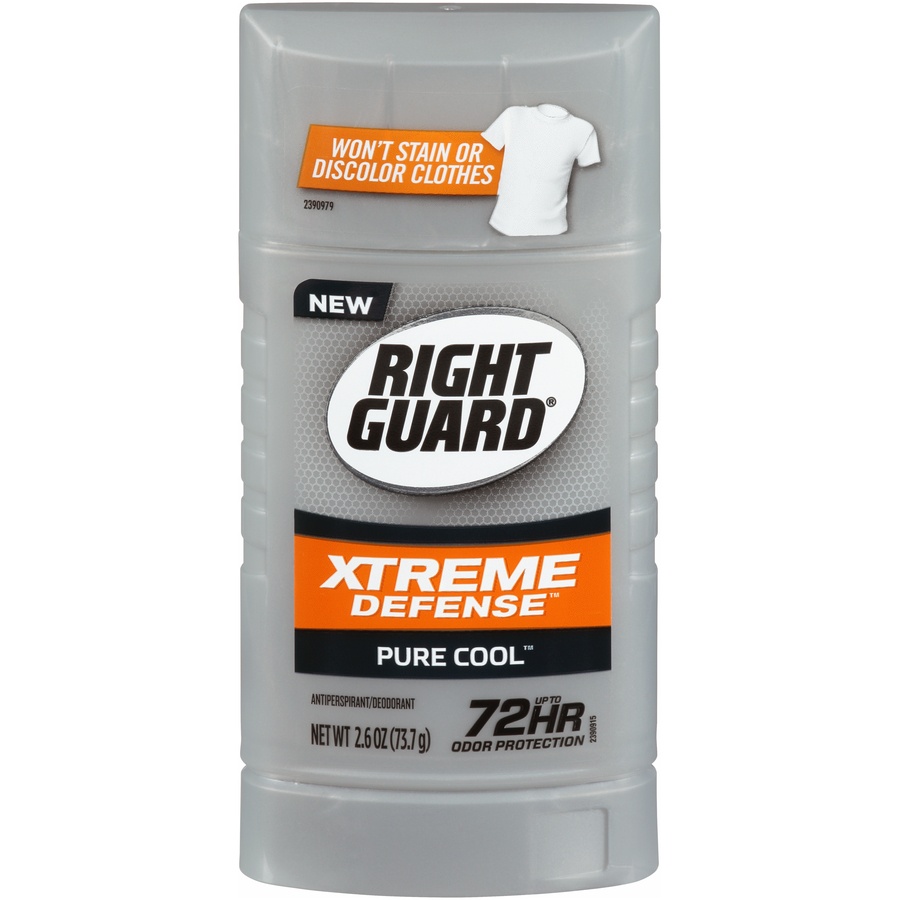 slide 1 of 6, Right Guard Xtreme Defense Pure Cool Solid Stick, 2.5999999 oz