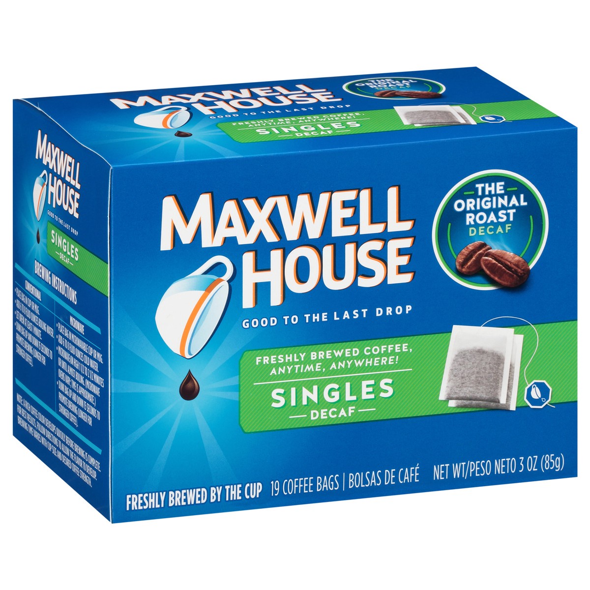 slide 9 of 12, Maxwell House The Original Roast Decaf Coffee Singles- 19 ct, 19 ct