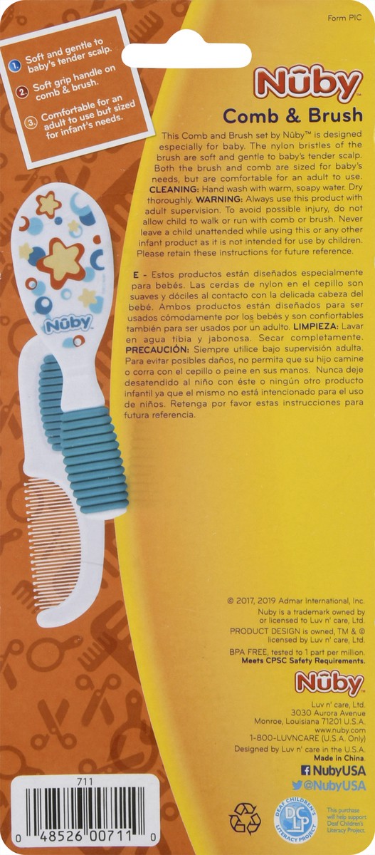 slide 10 of 10, Nuby 0m+ Brush & Comb 1 ea, 2 ct