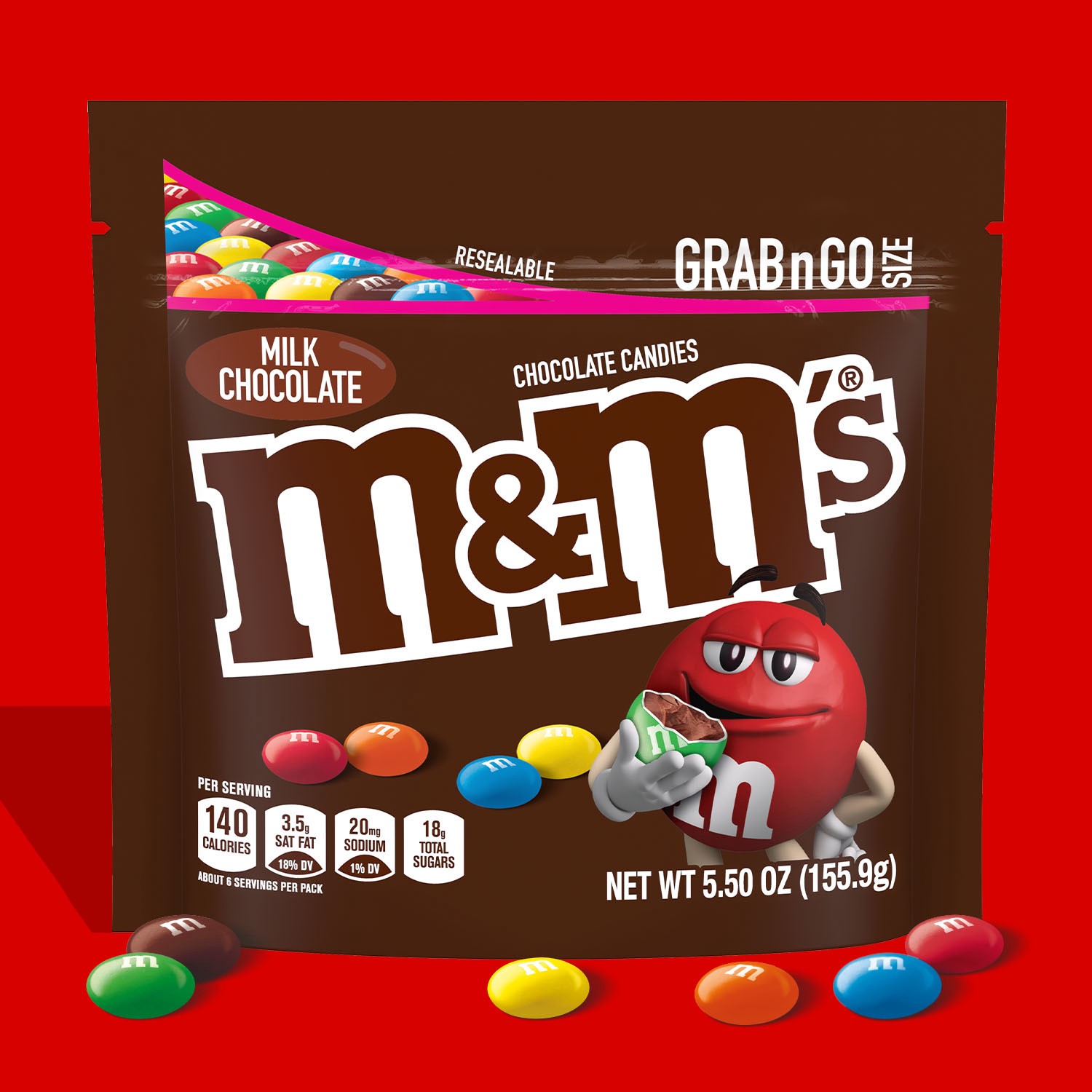 slide 2 of 8, M&M's Milk Chocolate Candy, Grab & Go Size, 5.5 oz Bag, 5.5 oz