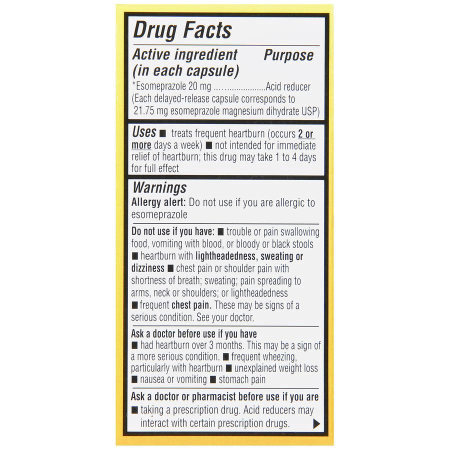 slide 5 of 5, Walgreens Delayed-Release Esomeprazole Magnesium Capsules 20Mg, 14 ct