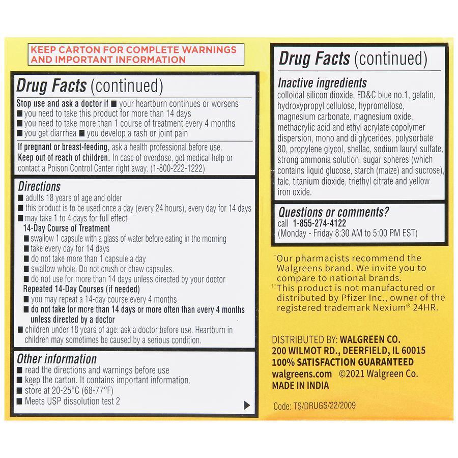 slide 4 of 5, Walgreens Delayed-Release Esomeprazole Magnesium Capsules 20Mg, 14 ct