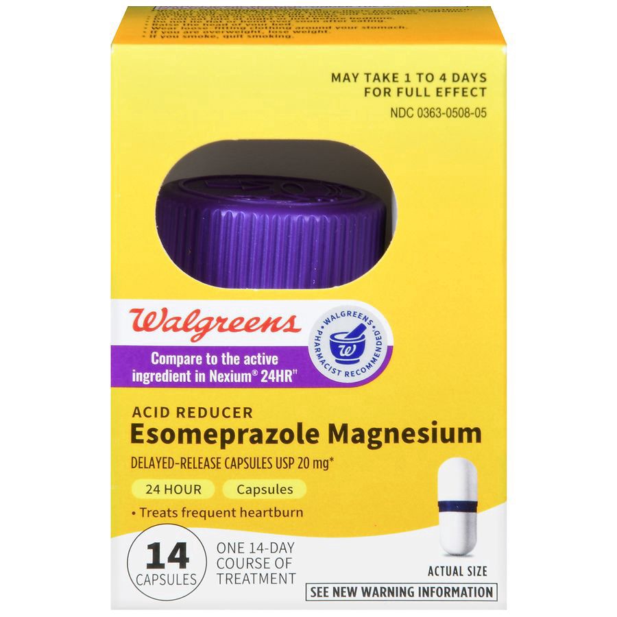 slide 1 of 5, Walgreens Delayed-Release Esomeprazole Magnesium Capsules 20Mg, 14 ct