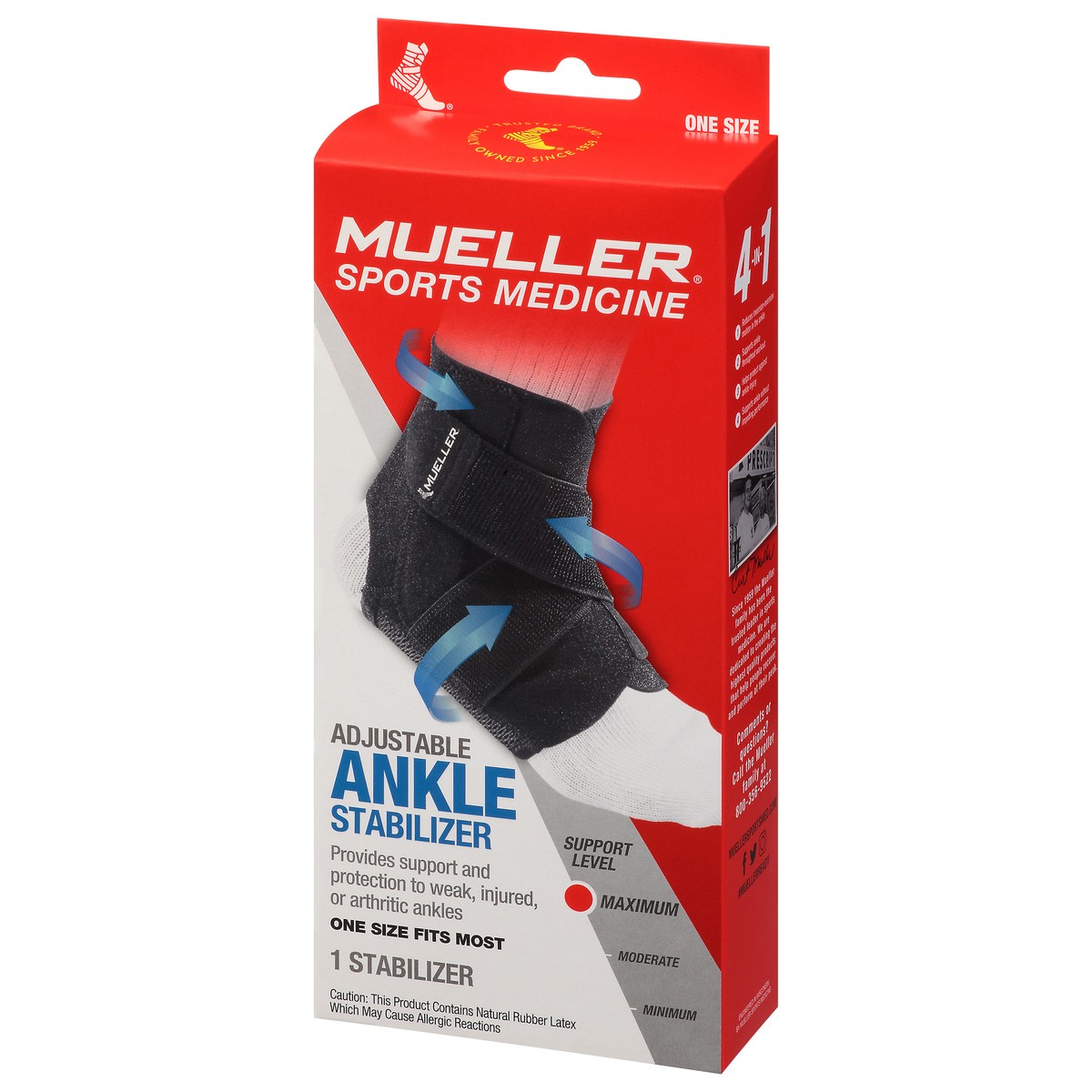 slide 4 of 9, Mueller Maximum Adjustable Ankle Stabilizer 1 ea, 1 ct