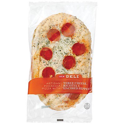 slide 1 of 1, H-E-B Deli Pepperoni & Ricotta Flatbread, 14.1 oz