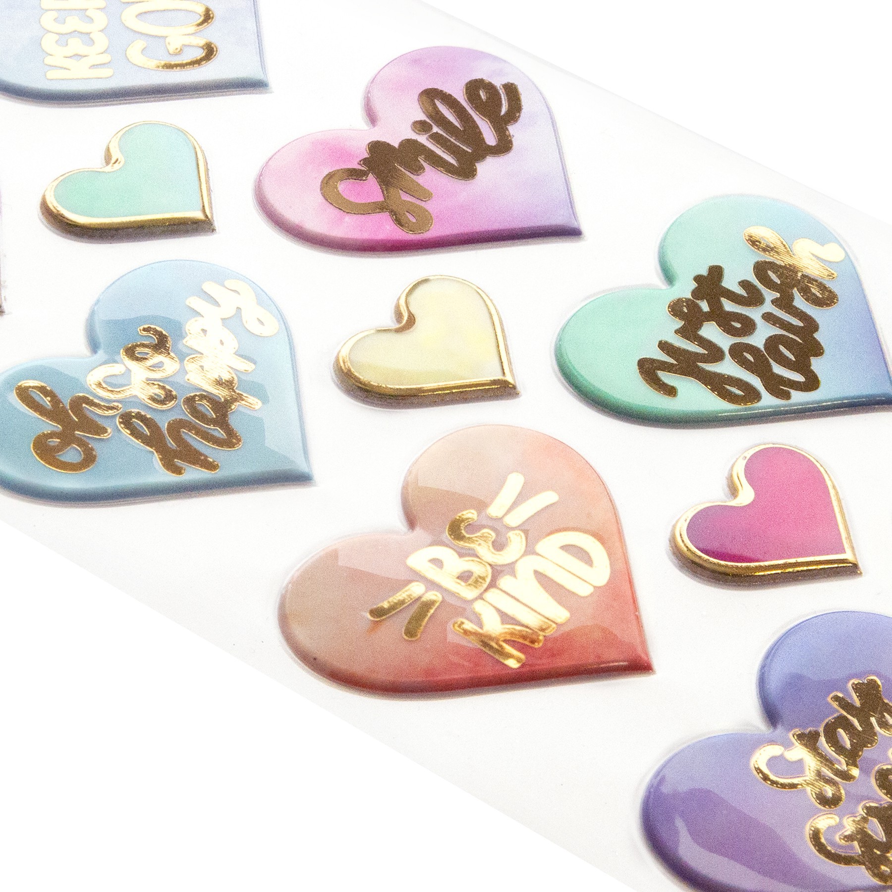 slide 2 of 4, Puffy Watercolor Hearts Stickers By Recollections, 3.875 in x 7 in